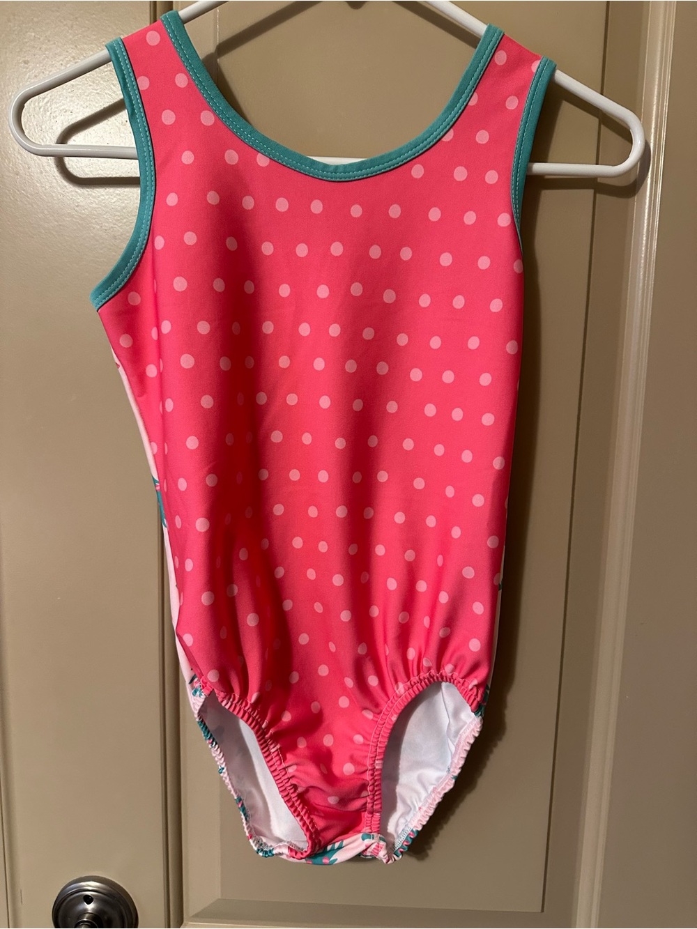Girls' Pink Polka Dot leotard with gnomes